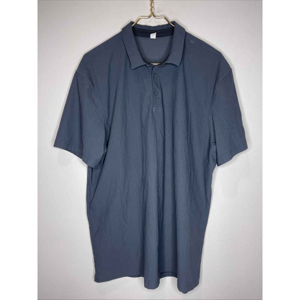 Mens Lululemon Evolution Blue Short Sleeve Polo Shirt XL